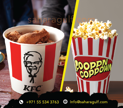 customized paper food bucket with logo printing in ajman uae