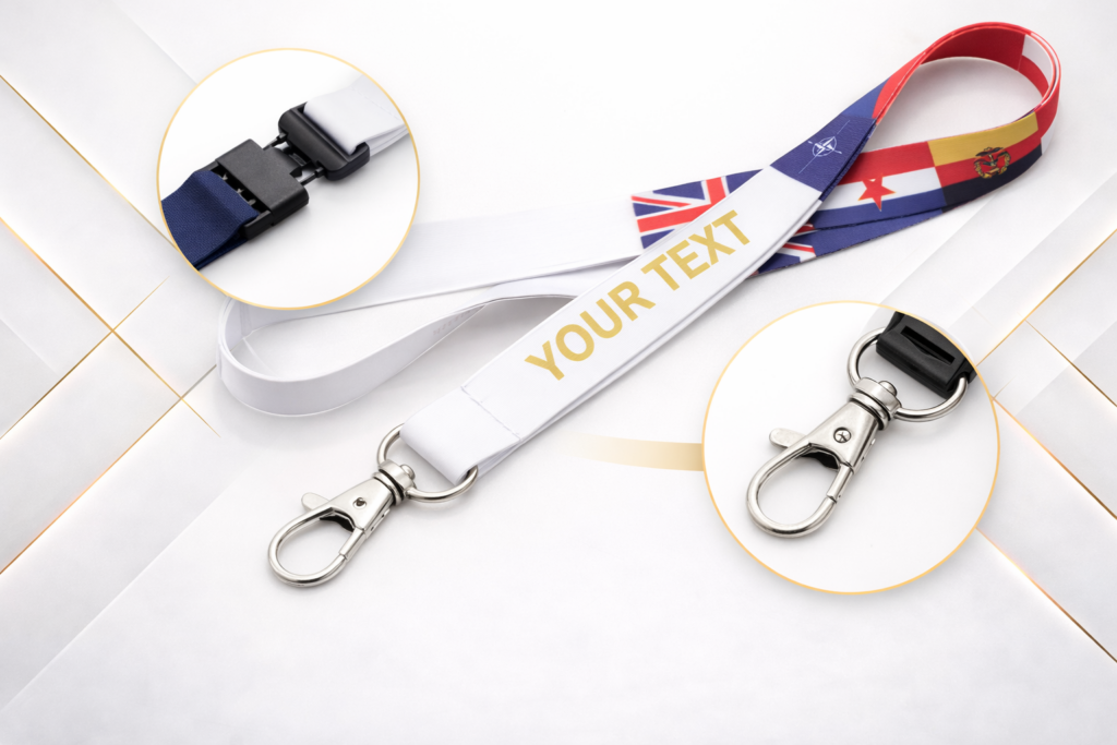 satin lanyard metal hook + breakaway dubai